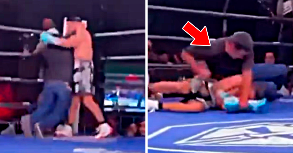 Aficionado irrumpe en el ring y se agarró con el boxeador